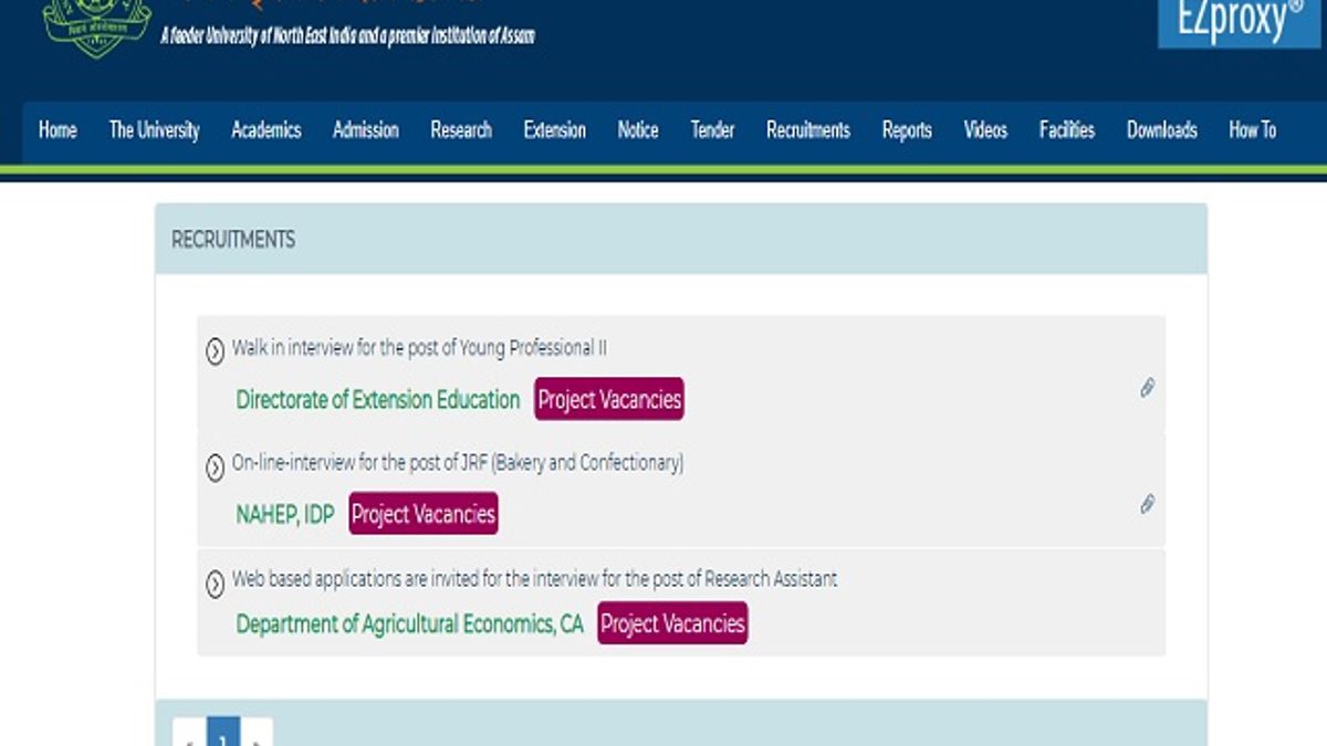 Assam Agricultural University (AAU) Recruitment 2020: Walk-in for Young Professional-II Posts