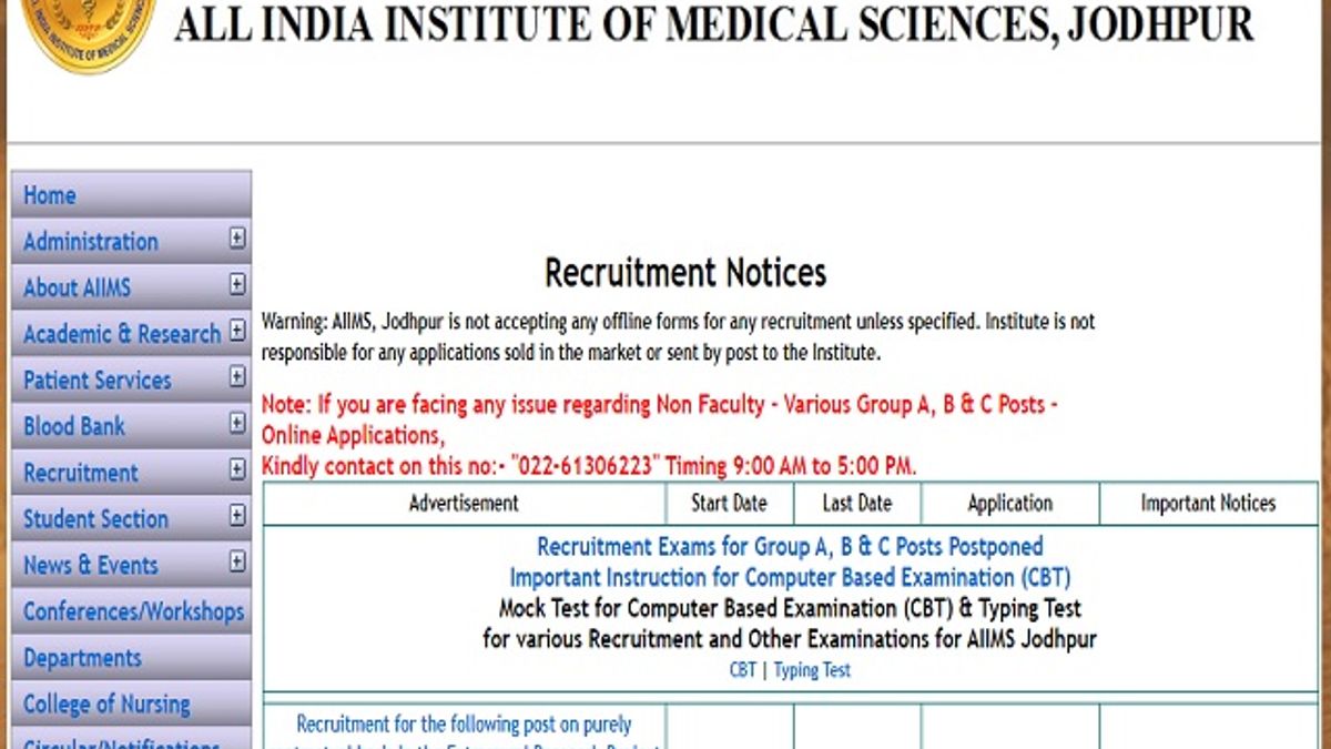 AIIMS Jodhpur Recruitment 2020: Apply Research Scientist and Multi Task Worker Posts