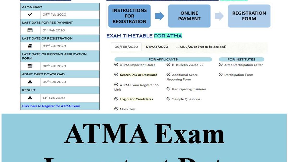 ATMA Exam Important Dates