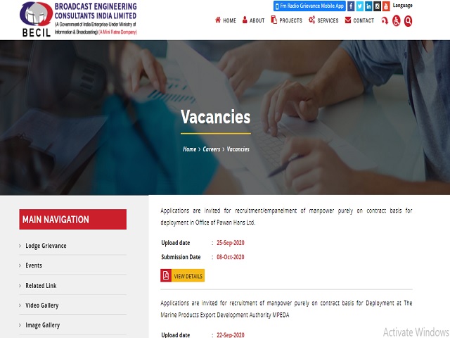 BECIL Recruitment 2020: Apply for Base Assistant and Base Helper Posts