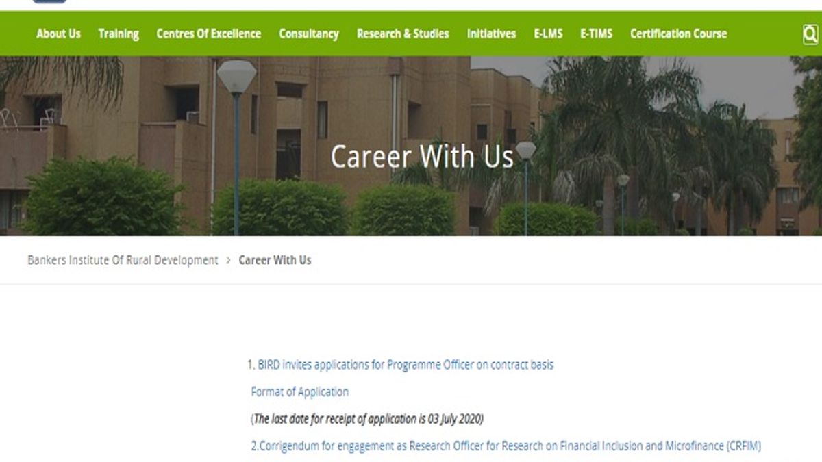 Bankers Institute of Rural Development (BIRD), Lucknow Recruitment 2020: Apply for Programme Officer Posts