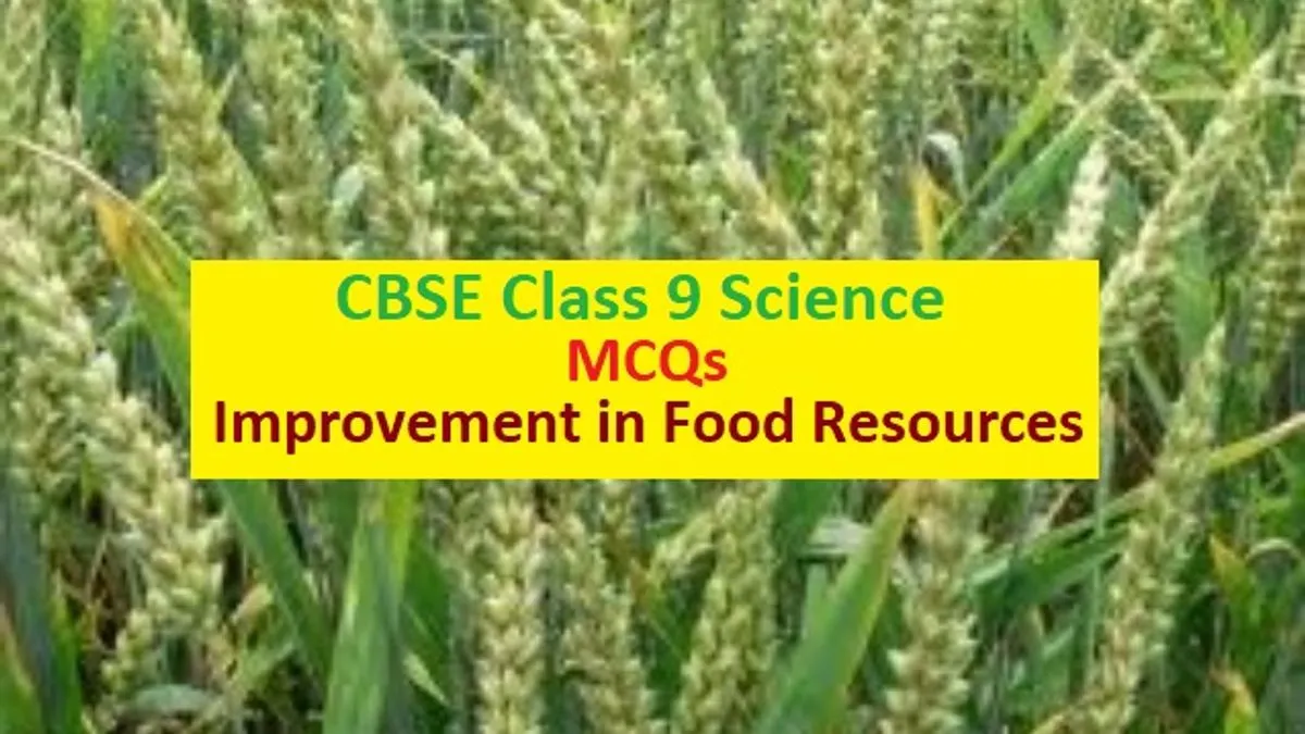 CBSE  MCQ Questions of Chapter Improvement in Food Resources Class ...