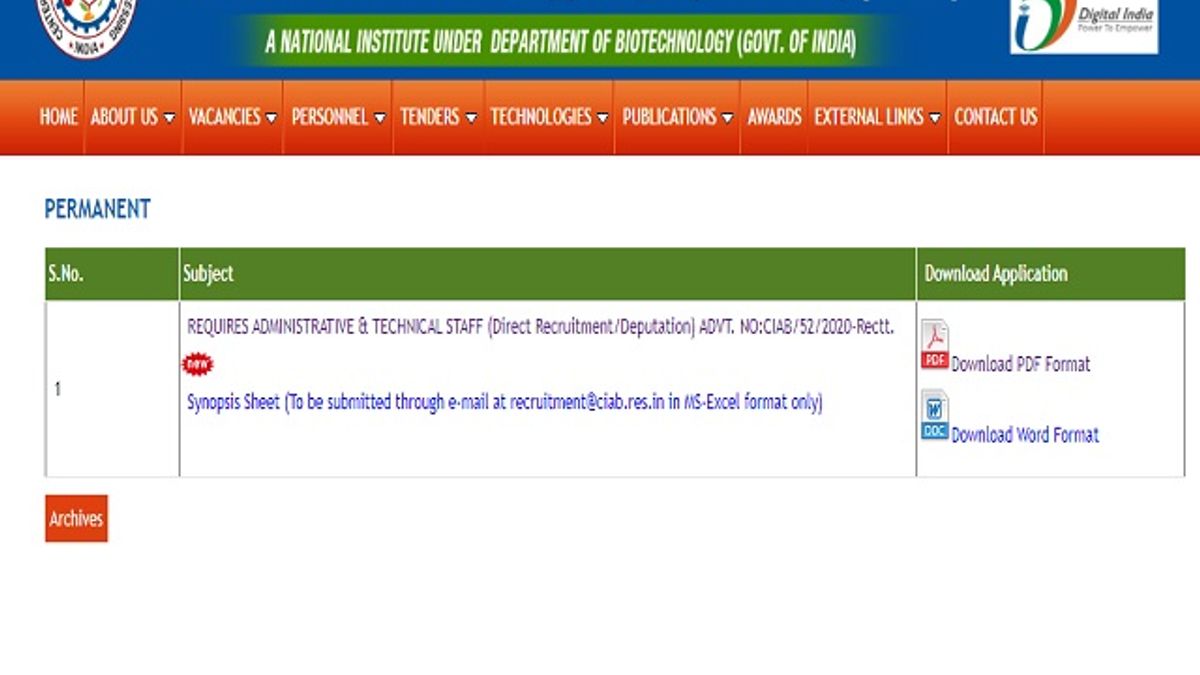 CIAB Recruitment 2020: Apply for Administrative and Technical Staff Posts