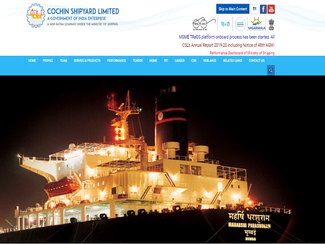 Cochin Shipyard Limited (CSL) Recruitment 2020: Apply Online for 56 Project Assistant Posts