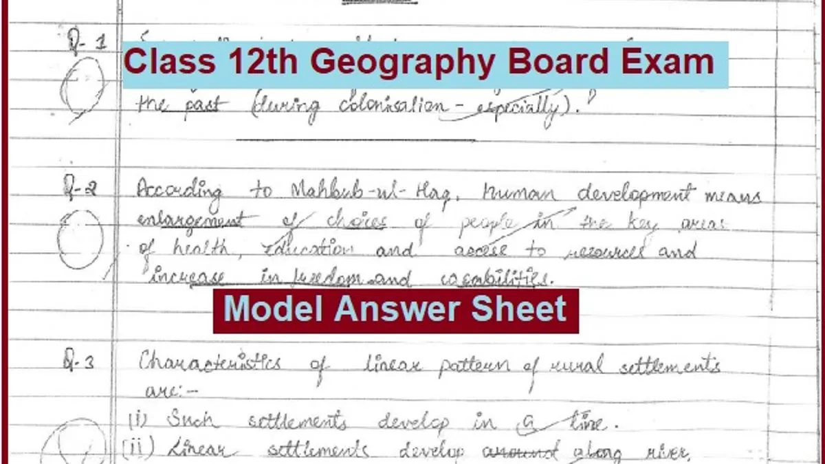 Cbse 12th Board Exam 2020 Check Answer Sheet Of Previous Year S Geography Subject Topper