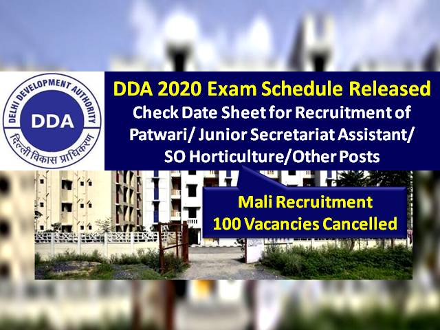 DDA 2020 Recruitment Exam Schedule Released @dda.org.in: Check DDA Exam Sns-Brigh10