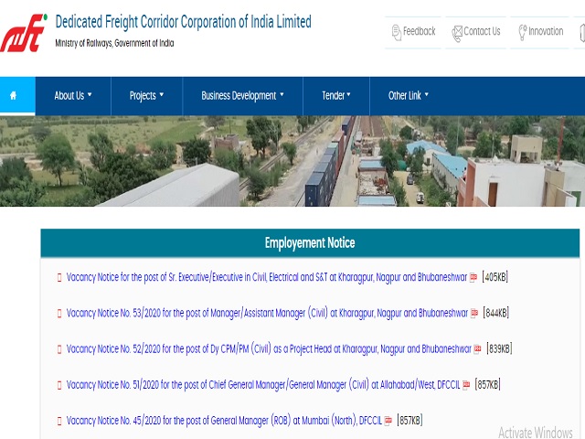 DFCCIL Recruitment 2020: Apply Senior Executive/Executive Posts
