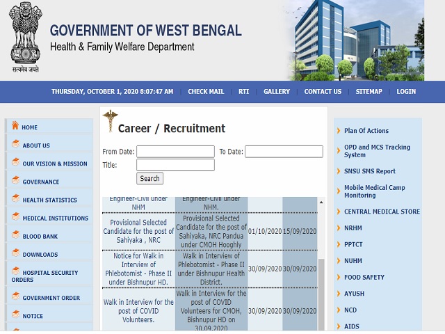 DHFWS Howrah Recruitment 2020: Apply Online for 75 Staff Nurse, Lab Technician & Other Posts