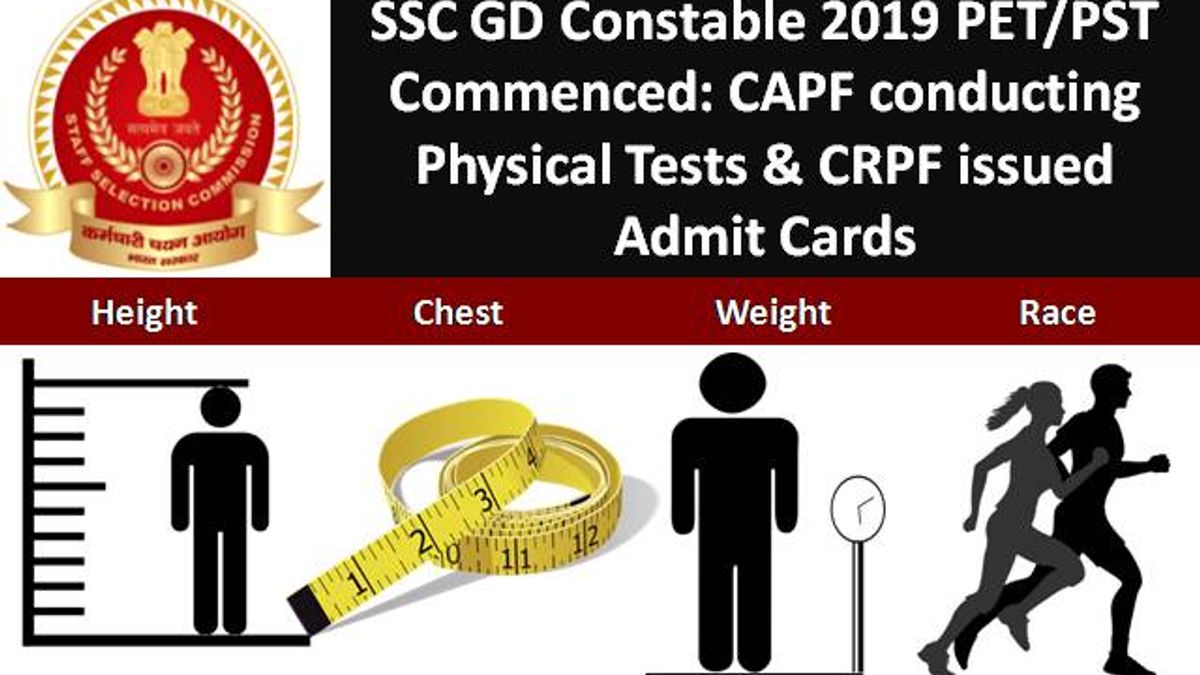 SSC GD Constable 2019 PET/PST to commence from 13th August