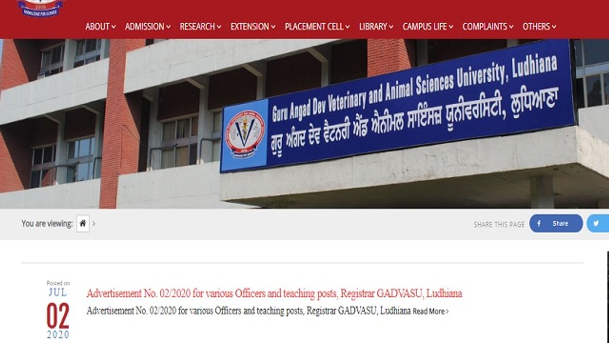 GADVASU Recruitment 2020: Apply for 28 Teaching and Non Teaching Posts