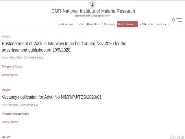 NIMR Recruitment 2020, Walk in for Research Assistant, Lab Technician & Other Posts