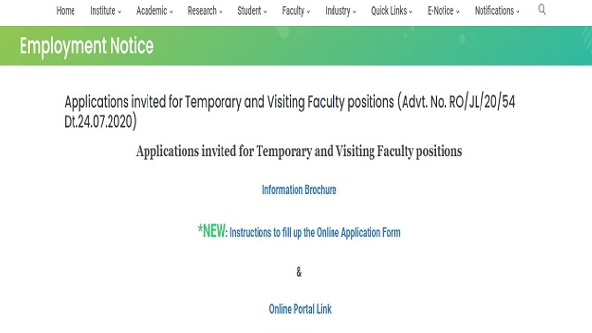 IIEST Recruitment 2020: Apply Online for 51 Temporary and Visiting Faculty Posts