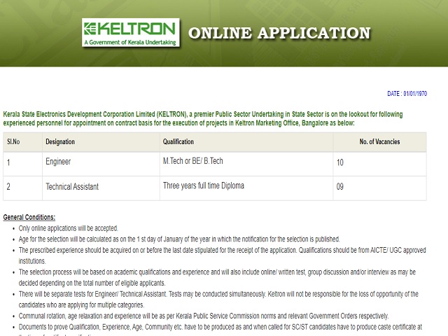 KELTRON Recruitment 2020: Apply Online for 19 Engineer & Technical Assistant Posts