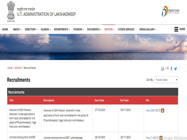 National Ayush Mission Lakshadweep Recruitment 2020, Walk in for 24 Masseur, Yoga Instructor and Physiotherapist Posts