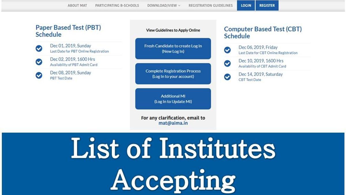 List of Institutes Accepting MAT Exam Score