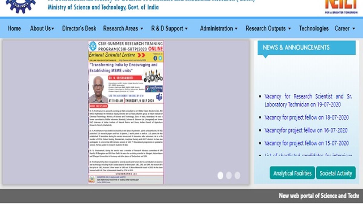 NEIST Recruitment 2020: Apply for 14 Research Scientist and Sr. Laboratory Technician Posts