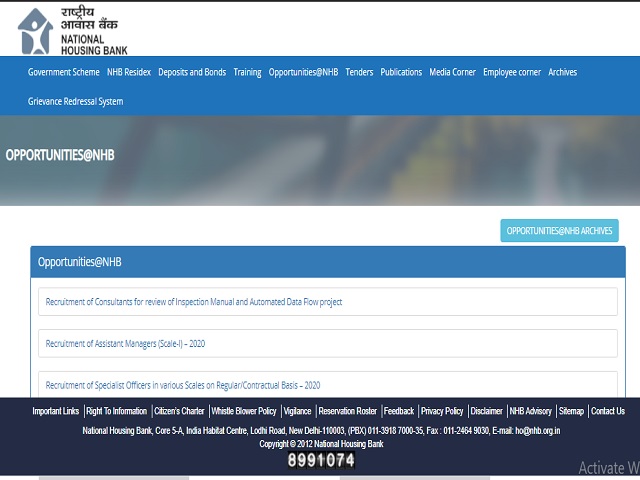 National Housing Bank (NHB) Recruitment 2020: Apply Online for Consultant Posts @nhb.org.in