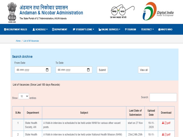 National Health Mission (A&N) Recruitment 2020, Walk in for 18 GDMO, Medical Officer and Consultant Posts