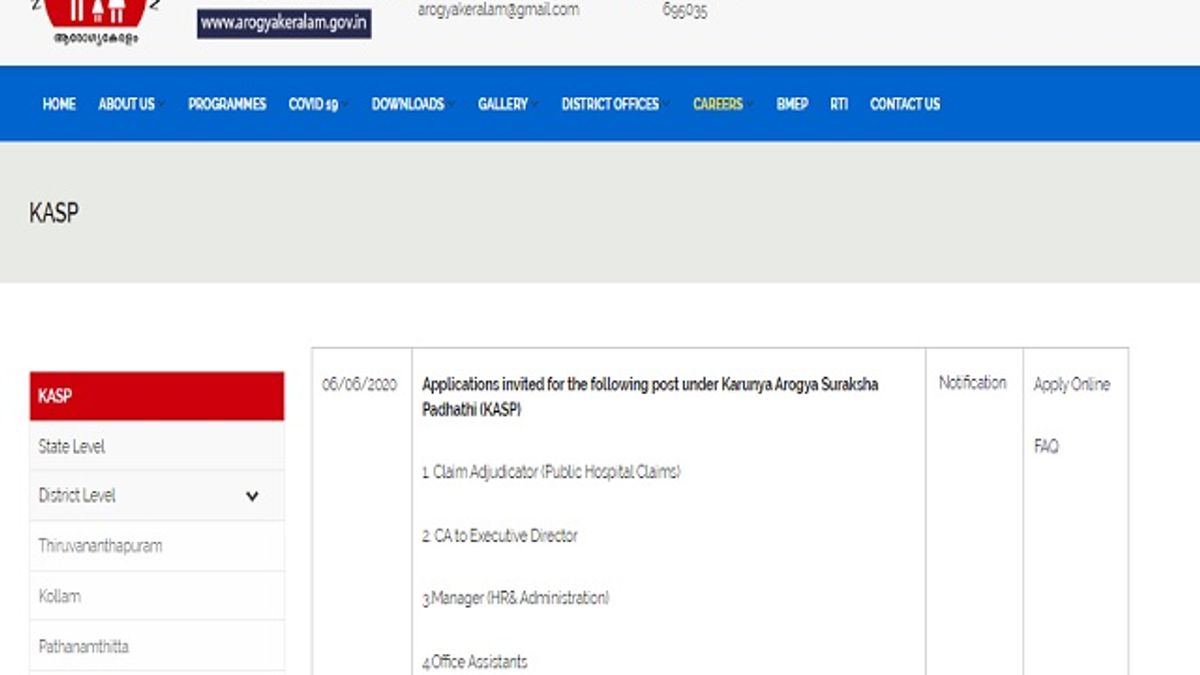 NHM Kerala Recruitment 2020: Apply Online for 08 Claim Adjudicator, Director and Other Posts