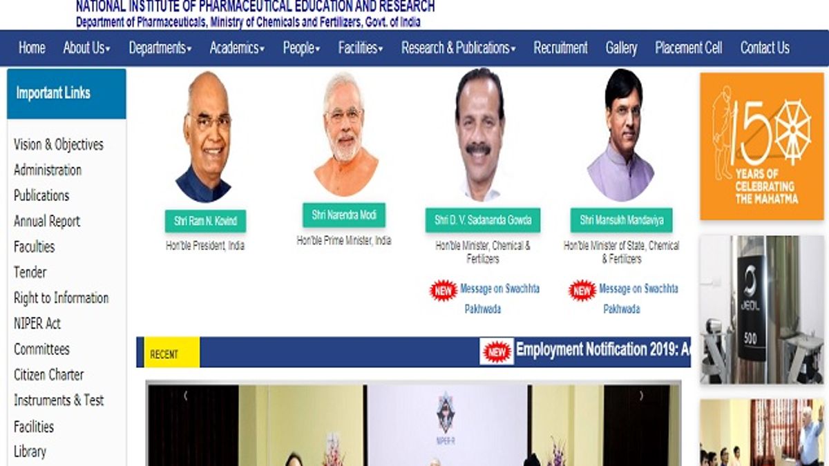 National Institute of Pharmaceutical Education and Research Raebareli (NIPER Raebareli) Recruitment 2019 for Registrar, System Engineer and Other Posts