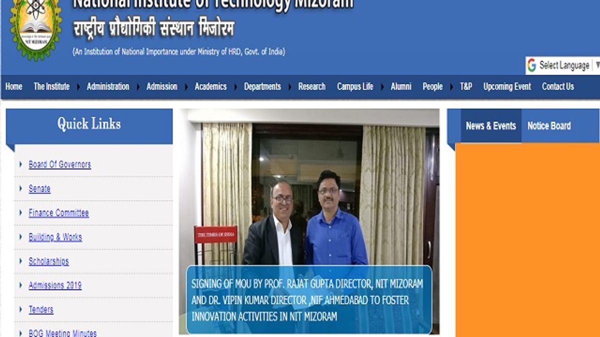 National Institute of Technology Mizoram Recruitment 2019 for Junior Research Fellow Posts