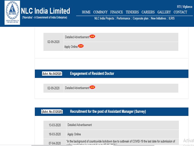 NLC Recruitment 2020: Apply Online for 25 Senior Resident and Junior Resident Posts