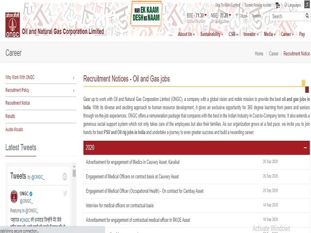 ONGC Recruitment 2020: Apply for 29 Contract Medical Officer Posts