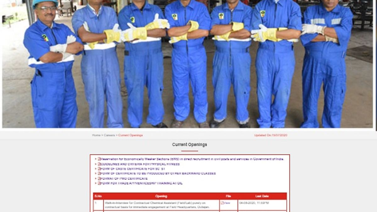Oil India Recruitment 2020: Walk-in for 30 Contractual Chemical Assistant (Field/Lab) Posts