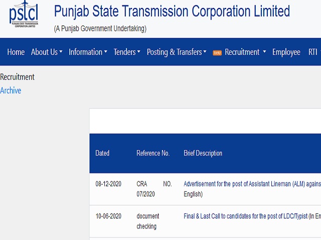 PSTCL भर्ती 2020: 350 असिस्टेंट लाइनमैन पदों की वेकेंसी के लिए pstcl.org पर करें आवेदन