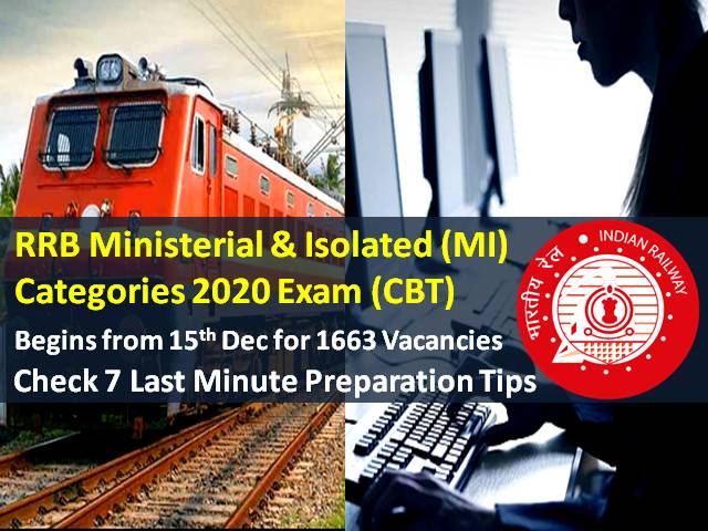 RRB MI 2020 Recruitment Exam for 1663 Vacancies Begins Today (15th to 