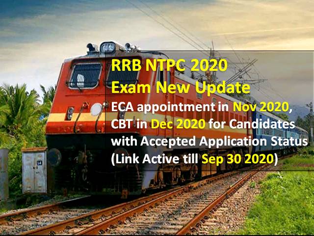 RRB NTPC 2020 Exam Latest News: ECA appointment in Nov 2020, CBT in Dec ...