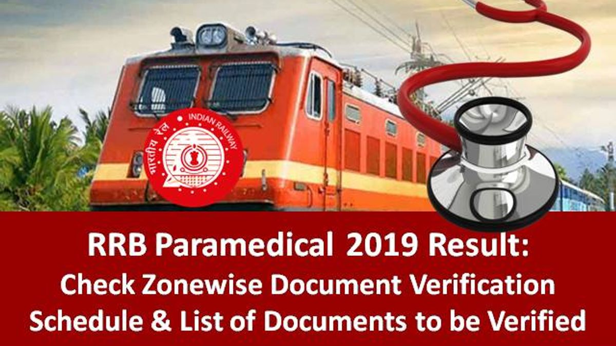 RRB Paramedical 2019 Document Verification Schedule