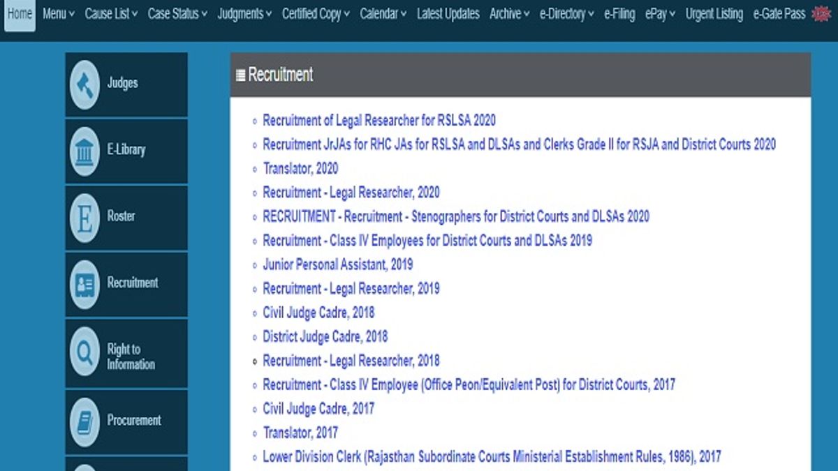 Rajasthan High Court Recruitment 2020: Apply Legal Researcher Posts
