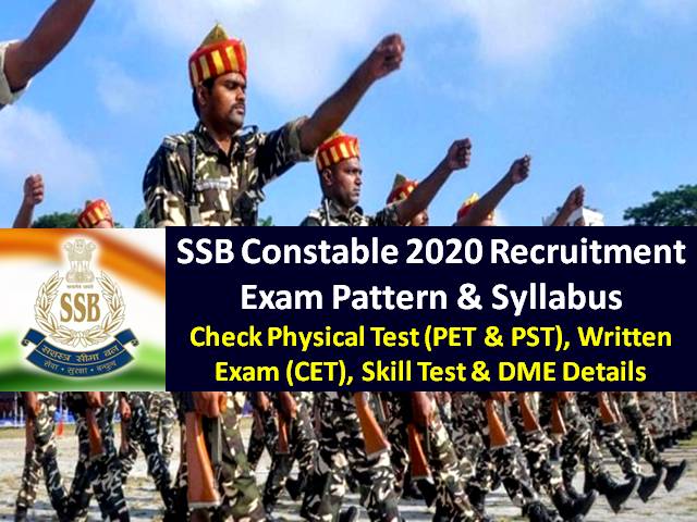 SSB Constable 2020 Recruitment Exam Pattern & Syllabus: Check Physical Test (PET & PST), Written Exam (CET), Skill Test & DME for 1522 SSB Constable Vacancies
