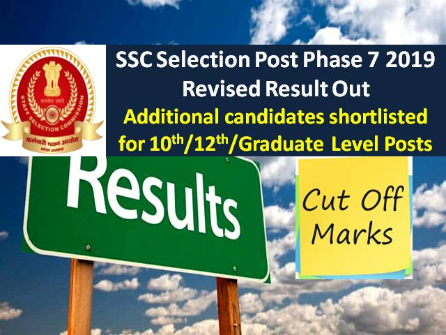 SSC Phase-7 Result 2019 Revised: Additional 1587 Candidates Shortlisted, earlier 18343 candidates qualified for 10th/12th/Graduate Level Posts|Check Cutoff here!