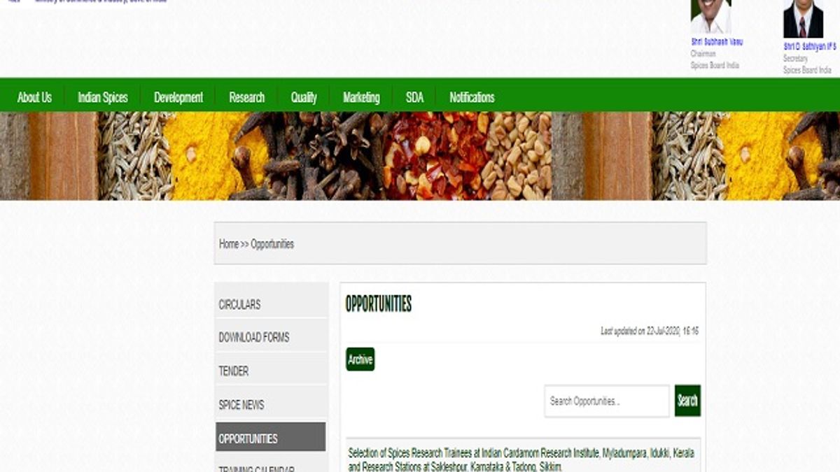 Spices Board of India Recruitment 2020: Apply 17 Research Trainee Posts, Salary Rs. 18,000