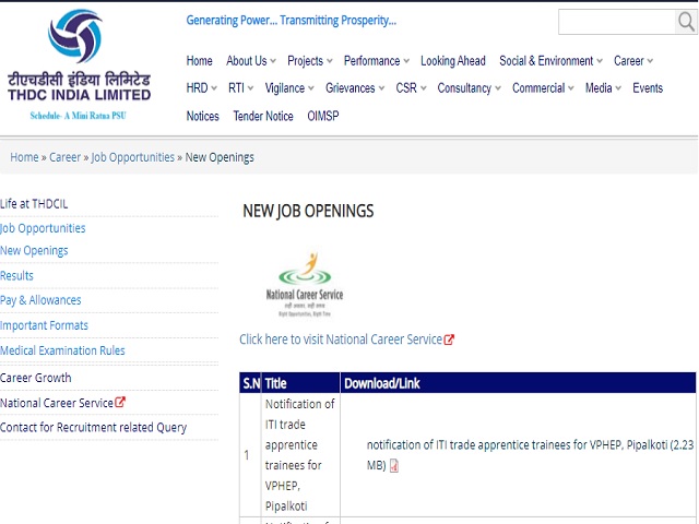 THDC India Limited Recruitment 2020: Apply for ITI Trade Apprentice Posts