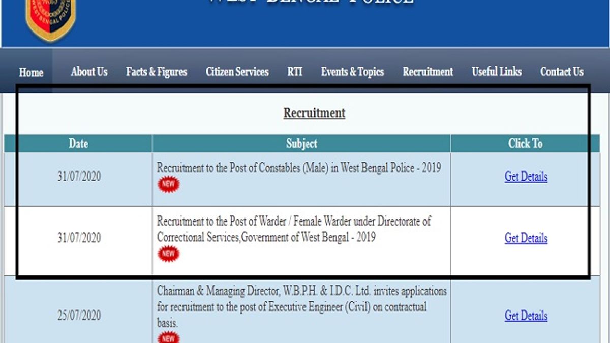 WB Police Admit Card 2019 Releasing on 6 Aug, Check WB Police Constable 2019 Warder/Female Warder New interview dates here