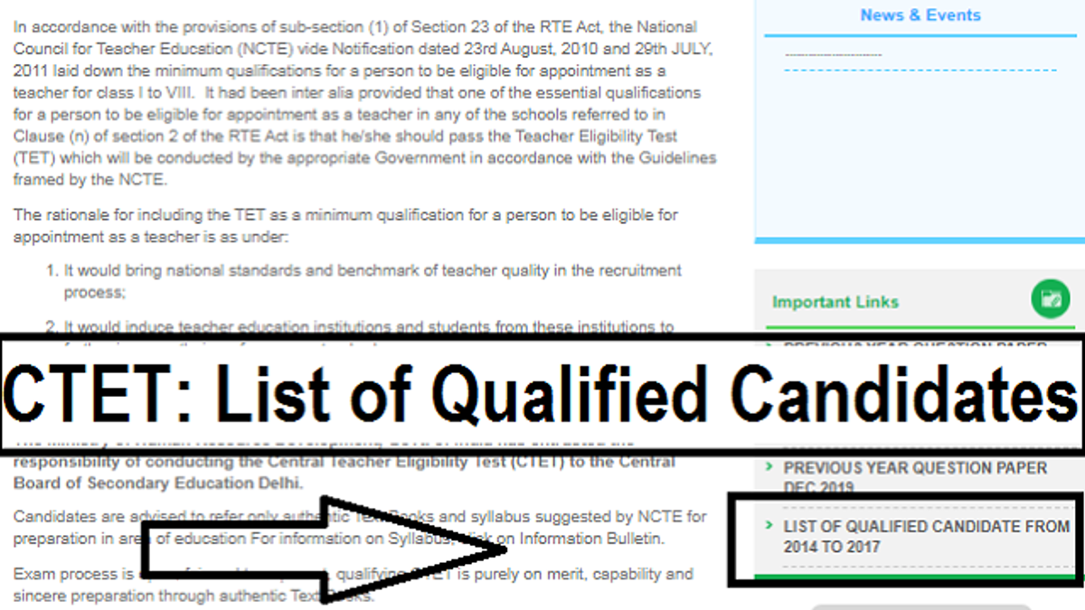 CTET Exam News: CBSE announces Results & List of Qualified Candidates of 2014 to 2017; New Date Soon
