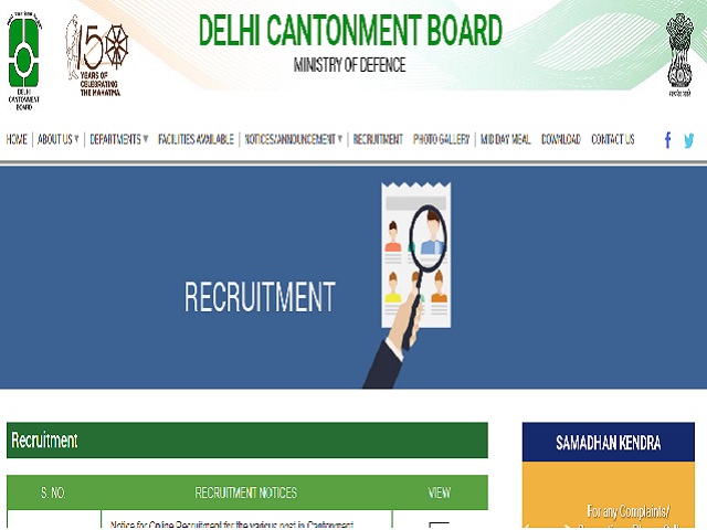Delhi Cantonment Board Recruitment 2020, Apply Online for Gynae, Medical Specialist & Anaesthetist Posts