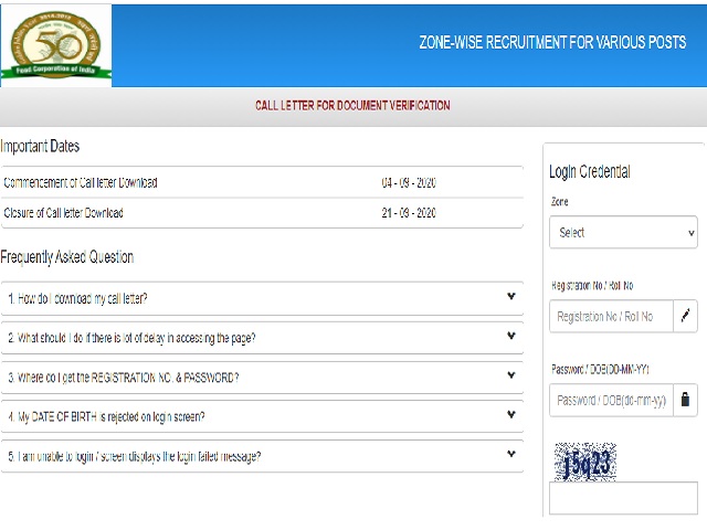 FCI Admit Card 2020 Available @fci.gov.in for DV Round, Check Zone Wise FCI Steno Typist Call Letter Direct Link Here