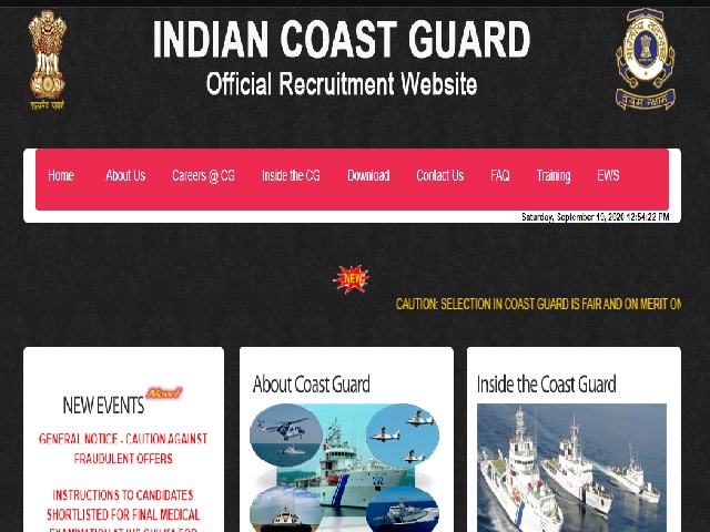 Indian Coast Guard 2020 Final Medical Exam Date out @joinindiancoastguard.gov.in for Navik (DB) 10th Entry 01/2020 Batch, Details Here