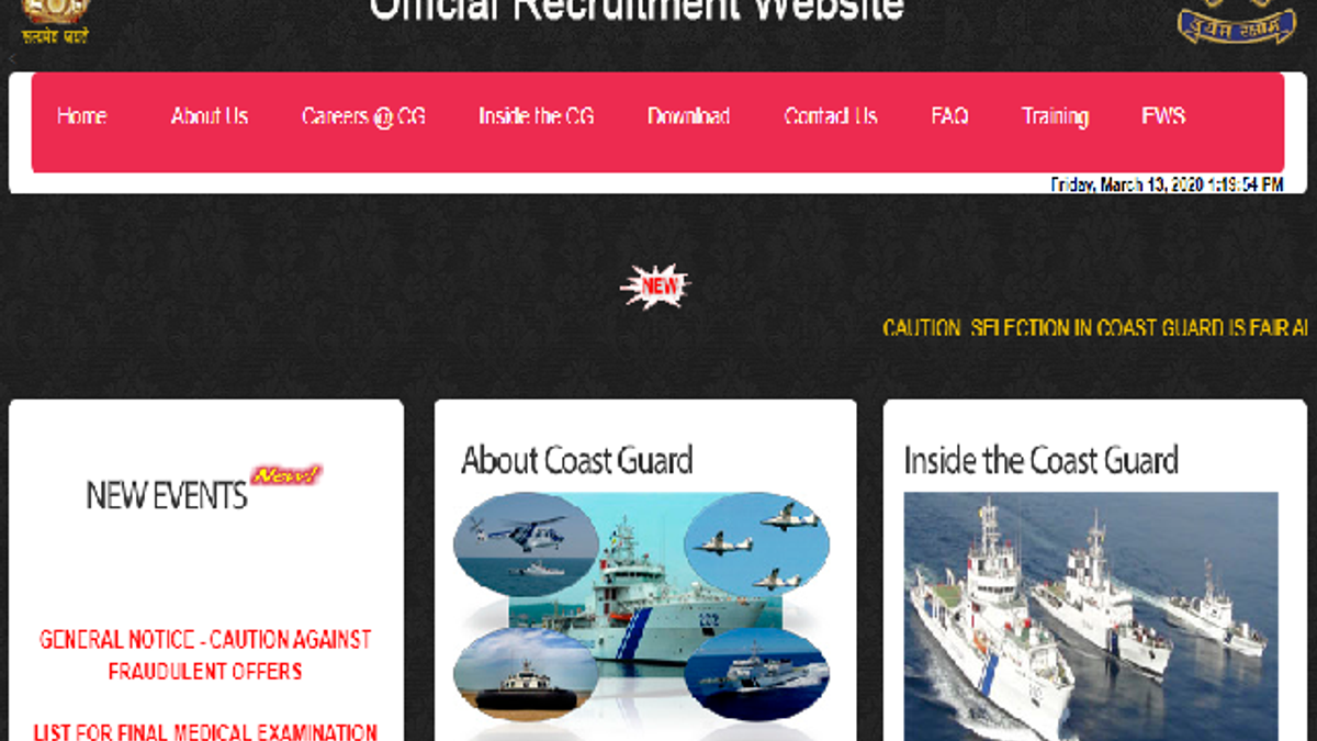 Indian Coast Guard Result 2020 out for Navik (DB) 01/2020 Check Final Medical Exam List Here