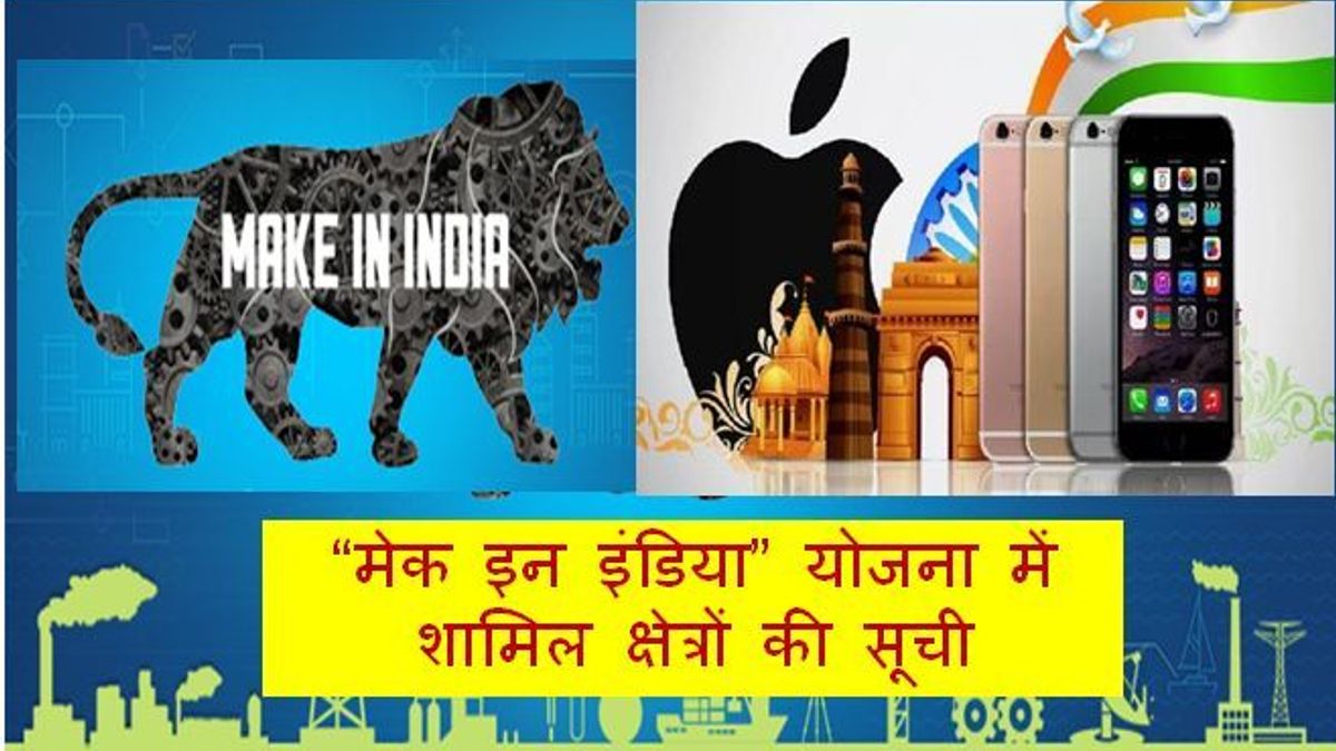 “मेक इन इंडिया” योजना में शामिल क्षेत्रों की सूची 
