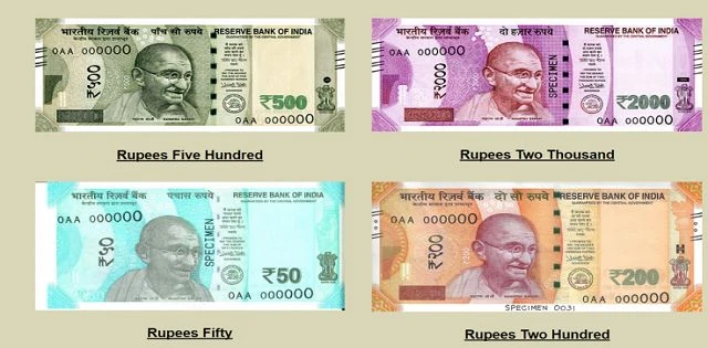 What is the cost of printing 200,500 and 2000 rupees notes in India?