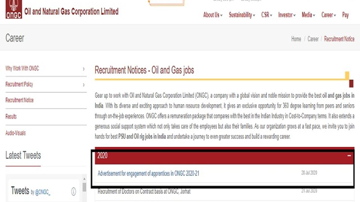 ONGC Apprentice Recruitment 2020:  Today i.e. Aug 17th is Last Date to Apply for 4182 Apprentice Posts @ongcapprentices.ongc.co.in