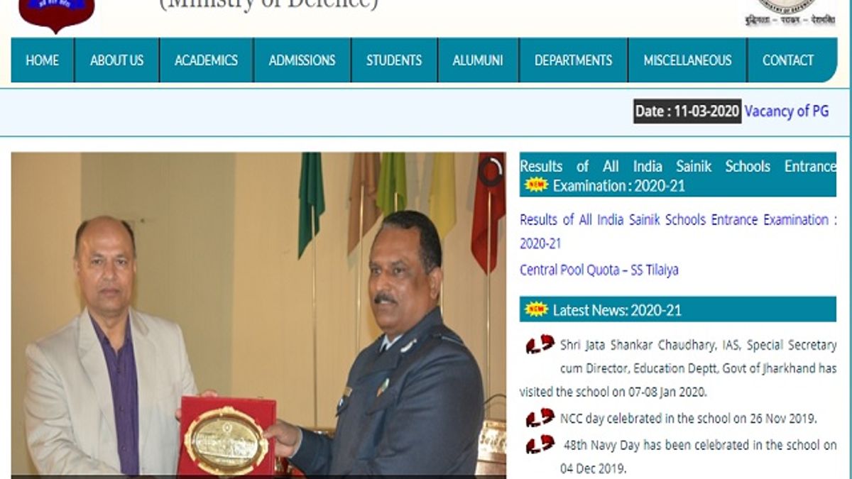 Sainik School Tilaiya Recruitment 2020, Apply for 04 PGT and TGT Posts