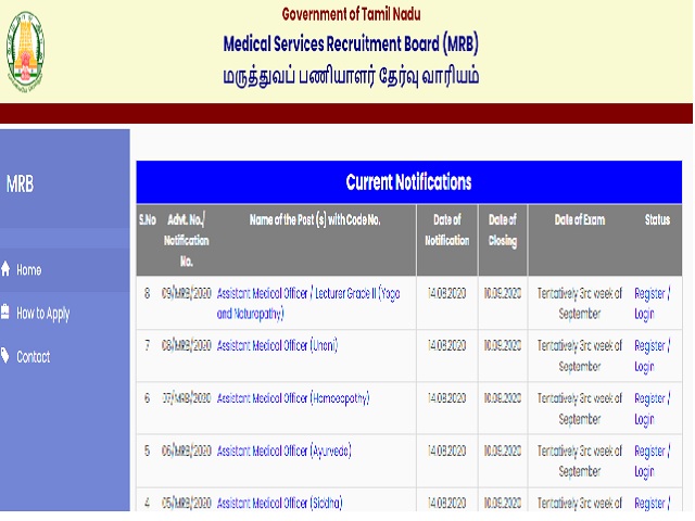 Hurry! TNMRB Recruitment 2020 Online Applications Closing on 10 Sept: Apply Online for 66 Assistant Medical Officer Posts@mrb.tn.gov.in
