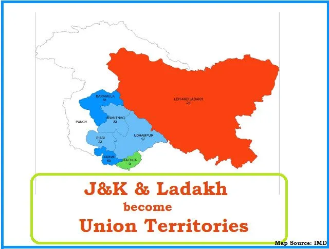 Jammu & Kashmir & ladakh now UTs