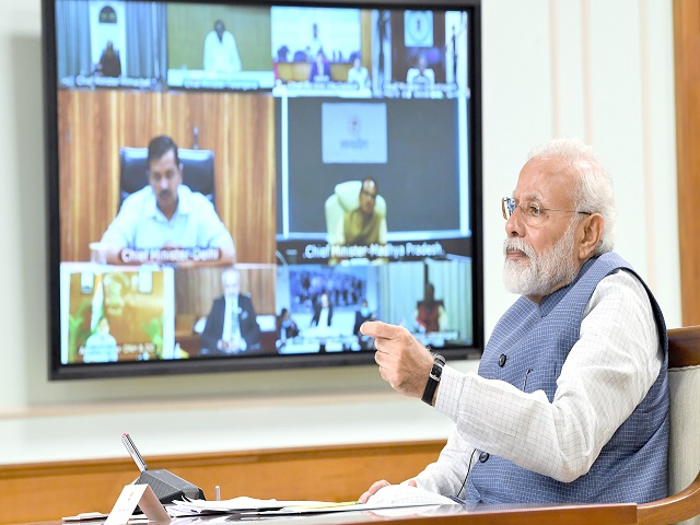 PM Modi Interacting through Video Conferencing